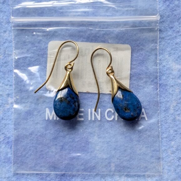 Blue stone dangle earrings - Picture 4 of 4